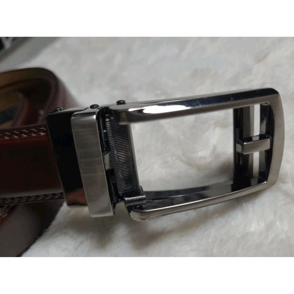 LINXX Mio Marino brown leather ratchet belt, mens size 38-40 adjustable length